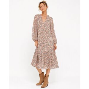 MINKPINK Arve Floral Midi Dress Boho Cottagecore Long Sleeve Button Front Size M
